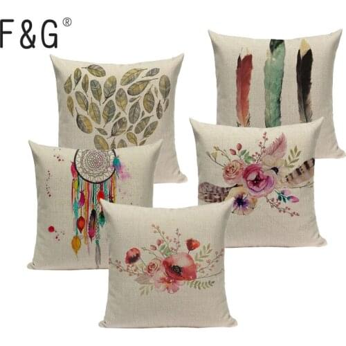 High Quality Feather Cushion Cover Throw Pillow Cotton Linen Car Sofa Bed Home Decor Handmade Textile Customized Pillow Case