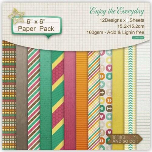 YPP CRAFT 12 Sheets Enjoy The Everyday Scrapbooking Pads Paper Origami Art Background Paper Card Making DIY Scrapbook Paper Craf