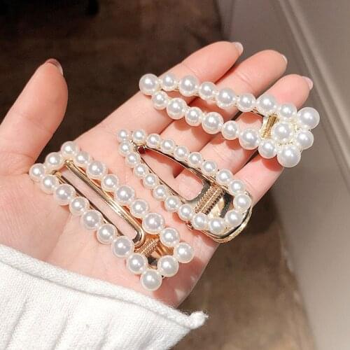 Women Barrettes Headwear Pearl Hair Clips Fashion Woman Hair Pins Accessories BB Clip Hairpins Styling Tools Barrettes Headwear
