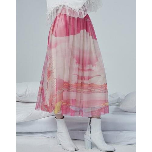 IRINACH183 20SS NEW COLLECTION long print tulle skirt women