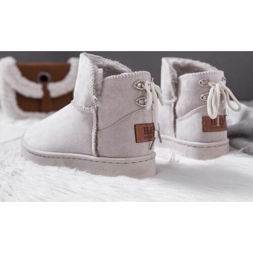 Winter Lovely Snow Women Boots British Style Plus Velvet Snow Womens Boots Warm High-Top Outdoor Waterproof Cotton Shoes