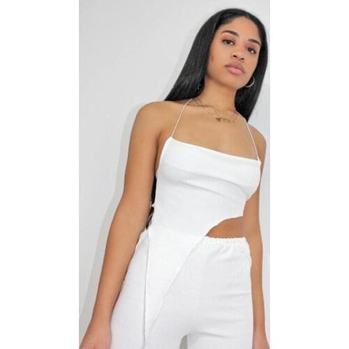 2021 fashion sleeveless backless crop top for women hot sexy backless irregular cut women top street wear