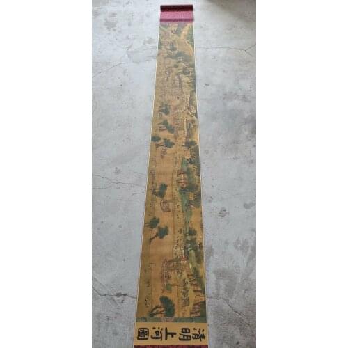 140" China Xuan Paper Riverside Scene At Qingming Festival Long Scrolls Painting