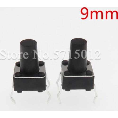 200PCS/lot 6X6x9mm 4PIN copper feet tact push button switch Micro key tactile switches 6*6*9mm round head