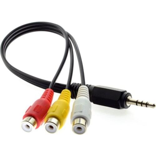 3.5 mm to RCA AV Camcorder Video Cable,3.5mm Male to 3RCA Feale Plug Stereo Audio Video AUX Cable