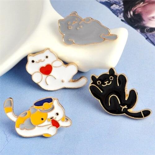 4PCS/Set Cartoon Enamel Animal Cat Brooch Pin Shirt Collar Pin Women Fashion Jewelry
