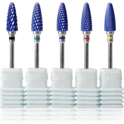 5 Style Blue Tungsten Ceramic Nail Drill Bit Manicure Machine Accessories Rotary Electric Nail Files Manicure Cutter
