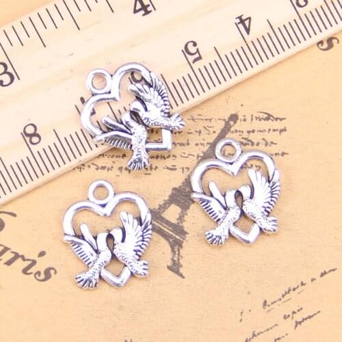 16pcs Charms heart lover dove 18x15mm Antique Pendants,Vintage Tibetan Silver Jewelry,DIY for bracelet necklace