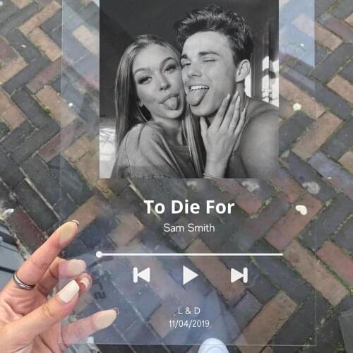 Custom Spotify Code Acrylic Board White Text With Stand Base Personal Photos/Album Personalized Your Favorite Song