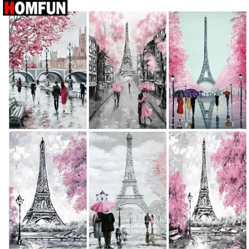 HOMFUN Full Square/Round Drill 5D DIY Diamond Painting "Toren Landschap" Embroidery Cross Stitch 5D Home Decor Gift