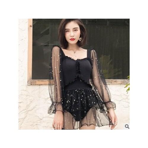 One Piece Swimsuit Swimwear Ladies Rashguard Female Swimsuits Fused One-Piece Bikini New Sexy Long Sleeve Cover Both Korean