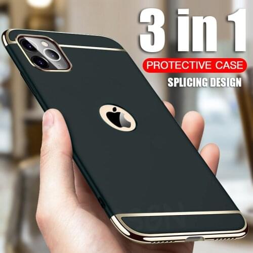 Luxury Full Cover Plating Phone Case For iPhone 11 12 Pro Max 6 6s 7 8 Plus 5 5s SE X XS Max XR PC Matte Hard Cover Case Capa
