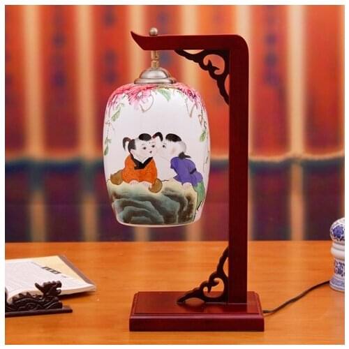Jingdezhen Modern Chinese Wedding Gifts Living Room Bedroom Bedside Tires Ceramic Table Lamps Hand-painted porcelain table lamp
