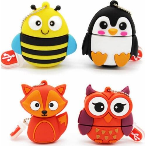 Cheap pendrive cute cartoon Penguin owl fox style usb Flash Drive 4gb 8gb 16gb 32gb 64gb128gb pen drive flash stick memoria usb
