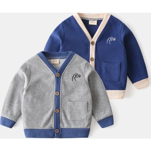 Childrens Cardigan 2021 New Korean Boy Sweatshirt Baby Autumn Childrens Embroidered Top