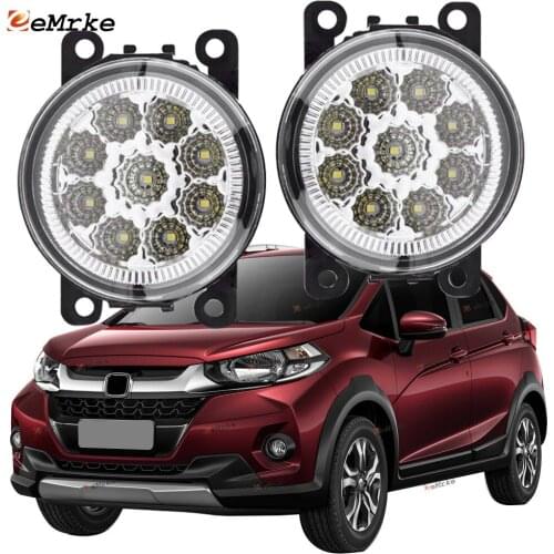 EEMRKE 2 PCS for Honda WR-V WRV 2017 2018 2019 2020 9-Pieces Led Fog Lights H11 12V Front Bumper Fog Light car-styling