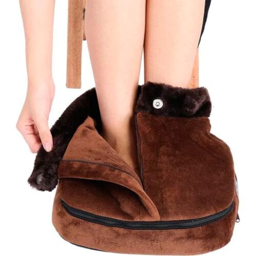 Electric Heated foot care tool shoe Warmer pad Cosy Unisex Velvet Feet Warmer Massager Big Slipper Foot Heat Warm Massage Shoes