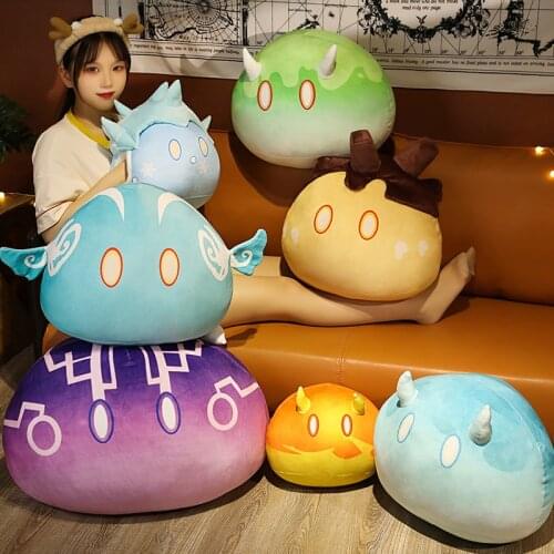 Genshin Impact Slime Plush Toy Element Anemo Electro Pyro Cryo Hydro Geo Dendro Soft Pillow Holiday Gift for Kids