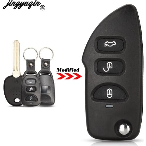 Jingyuqin 3 Buttons Modified For Kia Carens 2006-2008 Fit Hyundai Fob Remote Car Key Shell Case Left Uncut Blade Replacement