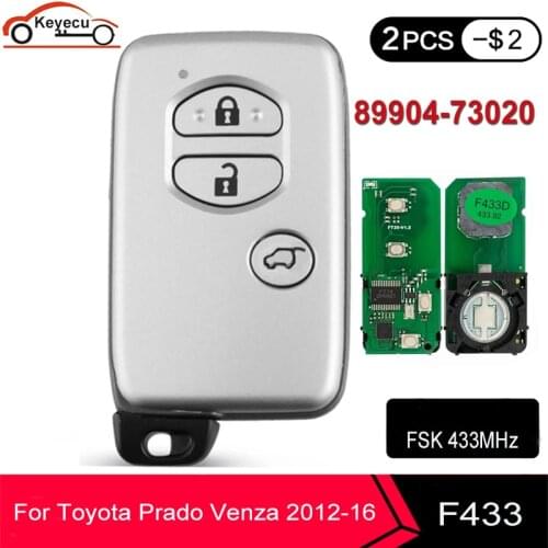 KEYECU Keyless Go 3 Button for Toyota Prado Venza Smart Key 433MHZ B74EA P1 98 4D-67 Chip FCC ID: 89904-73020 PCB F433