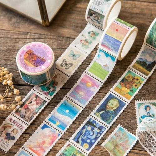 Retro Stamp Washi Tape Van Gogh Hand Account Masking Tape Cute Photo Album Diary DIY Decoration Stickers Easy To Tear