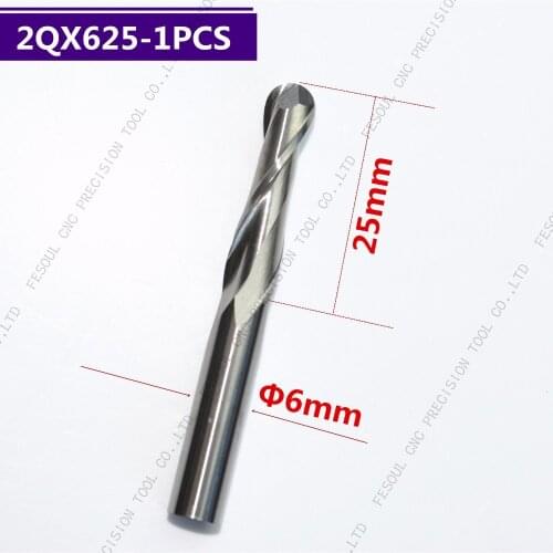 6mm*25mm,1pcs,Free shipping 2 Flutes Ball Head End Mill,CNC milling Cutter,Solid carbide Woodworking relief Bit,wood Cutter