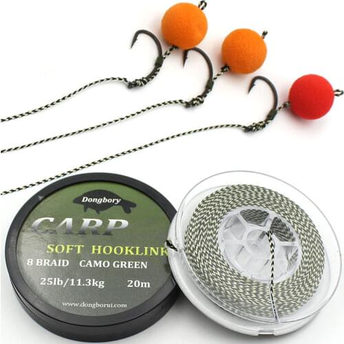 20m Carp Fishing Line Soft Carp Wire Hook Link Green 8 Strand Uncoated Braid Line For Hair Rig Fishing Terminal Tackle