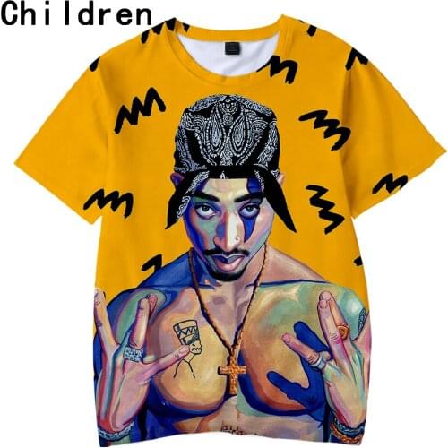 Hot Sale 2pac 3D Printed Children T-shirts Fashion Summer Short Sleeve T shirts Hip Hop Casual Streetwear Kids T shirts