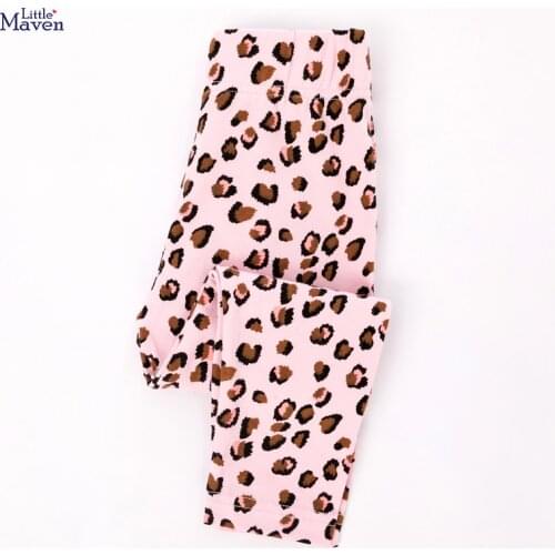 Little Maven New Spring Autumn Children Cute Pink Leopard Printed Basic Quality Cotton Knitted Girls Casual Pants