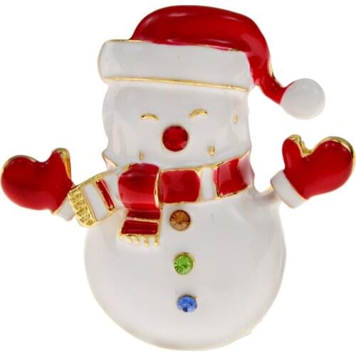 CINDY XIANG Cute Enamel Snowman Brooches For Women Girls Rhinestone Christmas Jewelry Brooch Pins New Year Gifts High Quality