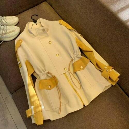 Fashion Stitching Drawstring Design Windbreaker Womens Small Autumn 2020 New Ladies Temperament Waist Jacket