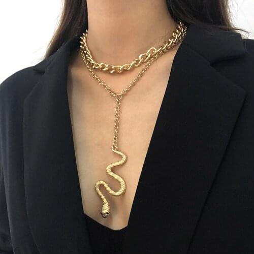 Fashion Women Animal Snake Shape Design Gold Pendant Clavicle Chain Necklace Jewelry Gift Temperament Personality Necklace