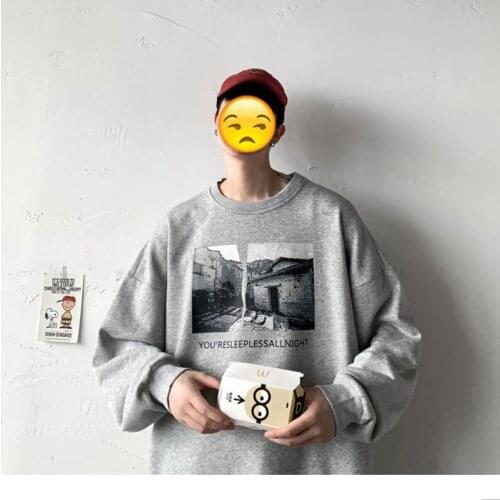 Man Streetwear Casual Pullovers Graphic Printed Men Hoodies 2021 Autumn New Mens Vintage Sweatshirts Korean Style