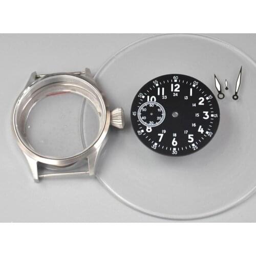 Mens Watch Case 43mm set Stainless Steel Case Dial Hands Sapphire Glass Fit ST3600 6497/6498 Movements Mechanical WristWatches