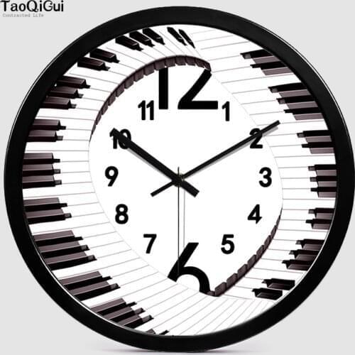 Music piano silent wall clock simple personality creativity modern living room wall hanging art classroom clock