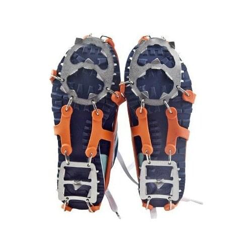 -40 degree 18 Teeth Professional Non-slip Ice Snow Climbing Anti-Slip Shoes strong Spike Cleats Crampons ice grippe M-L Wading