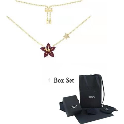 New Tropical Rainforest Flower 925 silver Adjustable Necklace Exquisite Flower Decoration Crystal Female Romantic Gift