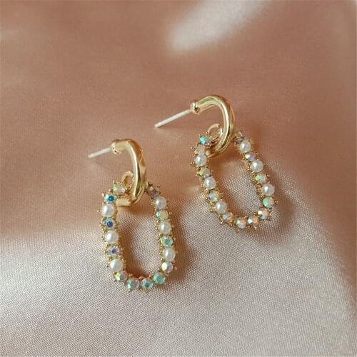 NEW Fashion Pearl Earring AB Contracted Women Geometric Stud Earrings Jewelry Accessories