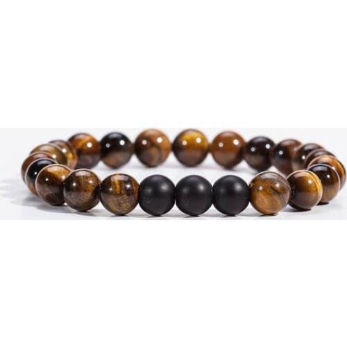 New Fashion Trendytime Tiger Eye Stone Strand Bracelet Men Jewelry 8MM Bead Charm Bangles Women Gift Female