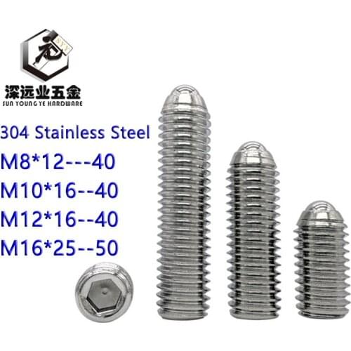 Spring Ball Plunger Screw Beads Positioning Screw M8 M10 M12 M16 Stainless SteelWave Sub Word-Ball Screw Hex Socket Set Screws