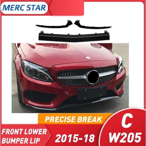 Front Lower Bumper Lip Splitter Chrome Molding Cover Trim for C CLASS2015-18 W205 C300 C400 C63 A2058852500 A2058852600 A2058852