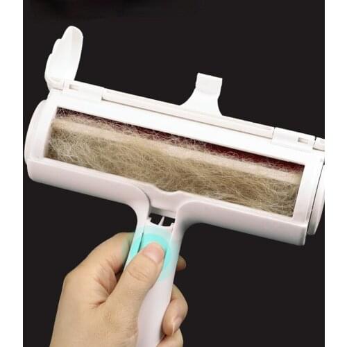 Pet hair remover roller method to remove dog and cat hair from furniture, automatic cleaning of lint, pet hair remover operation