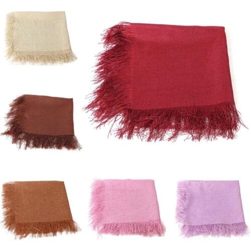 T5EC Baby Tassel Receiving Blanket Infants Sleeping Swaddle Wrap Newborn Photography Props Shower Gifts