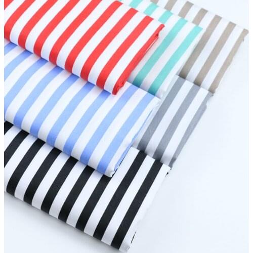 100% cotton twill cloth blue grey red khaki black 1 cm stripe fabrics for DIY bedding apparel patchwork home decoration textile