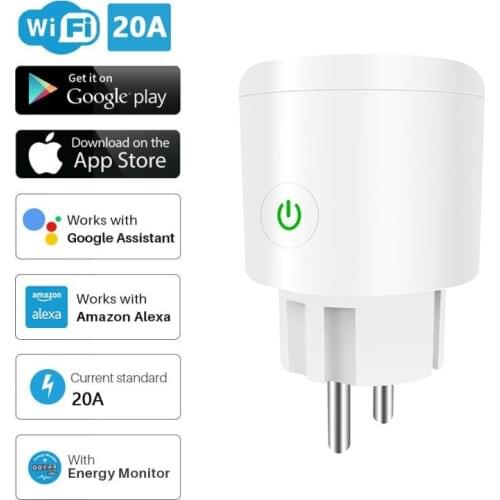 Bluetooth Smart Plug WiFi Smart Socket EU 20A Remote/Timing Function Smart Life APP Control Works With Alexa Google Assistant