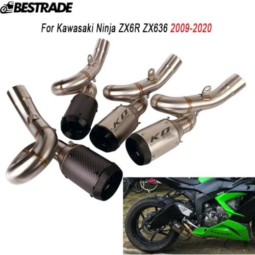 2 Inches Exhaust System For Kawasaki Ninja ZX6R ZX636 2009-2020 Motorcycle Exhaust Middle Link Pipe Slip On 51mm Muffler Tube