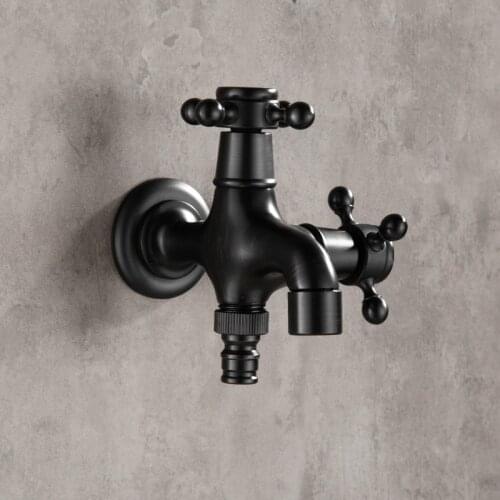 High quality Black Oil Rubbed Bronze double using washing machine faucet bathroom corner faucet tap garden outdoor mixer