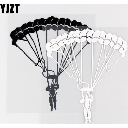 YJZT 13.7X15.9CM Parachute Paraglider Extreme Sport Decoration Vinyl Decals Car Stickers Black / Silver 10A-0074