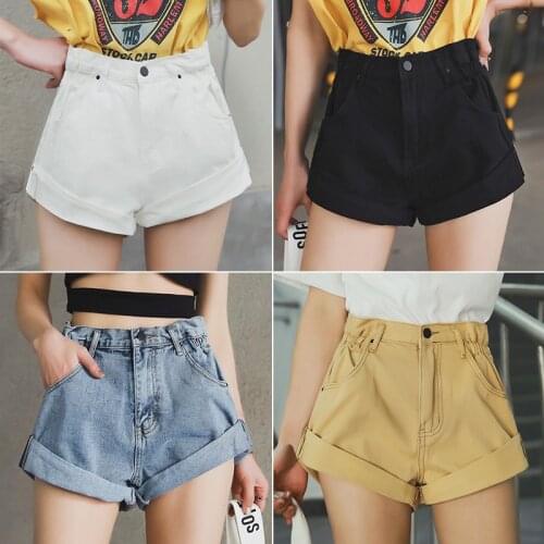 Womens Denim Shorts Summer Short Jeans Wide Leg Elastic Waist Vintage High Waist Shorts