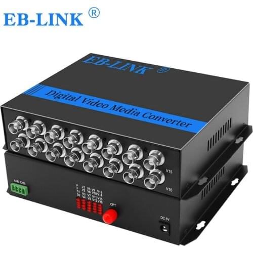 1 Pair 16 Channel Digital Video Fiber Optical Media Converters Extender Single Mode FC Fiber Optic Up to 20Km for CCTV Security